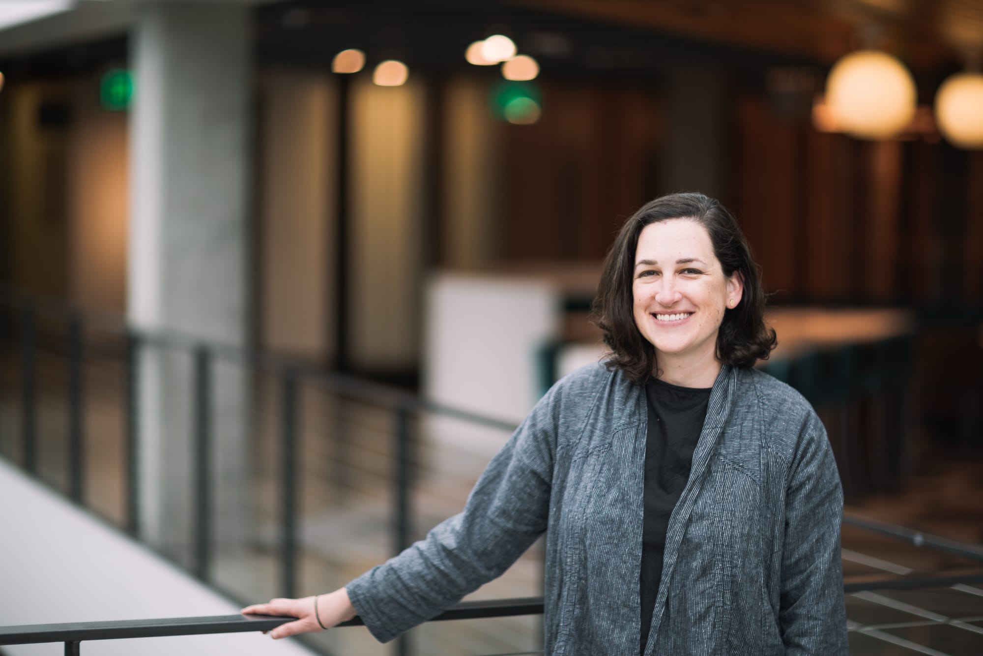 microsoft's amanda silver stands next to a railing