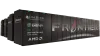 AMD's Frontier supercomputer is a long, large black cabinet with thousands of processors inside.