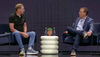 Oracle co-founder and CTO Larry Ellison (left) with AWS CEO Matt Garman on stage at Oracle CloudWorld 2024